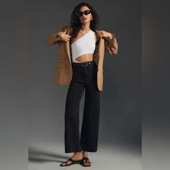 Anthropologie The Skipper Wide Leg Black Pants size 27 - Picture 2 of 8